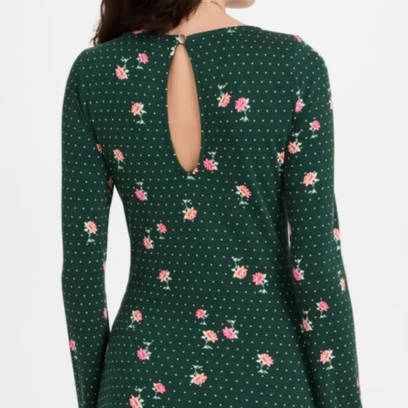 Free People Long Sleeve Dress in Green and Pink - Picture 7 of 8